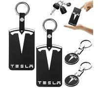 Vaileal 2 piezas titular de la tarjeta de llave para Tesla Model 3: Model Y silicona llavero para Tesla, resistente al desgaste y al polvo, protector llavero patrón de logotipo accesorios de coche,