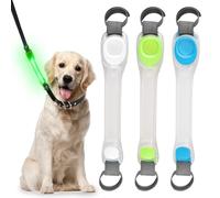 Vaileal 3 unidades de bandas LED para mascotas: collar luminoso recargable colgante de perro 3 modos de parpadeo fácil correa de collar, arnés de fijación resistente al agua LED para seguridad