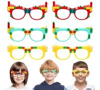 Vaileal 9 piezas de bloque de construcción: gafas divertidas, vasos de ladrillos, accesorios para fiestas