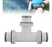 Vaileal Conector en T para manguera de piscina de 38 mm de diámetro, 3 vías, válvula de 38 mm, gris
