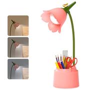 Vaileal Lámpara de Mesa LED para Niños: Lámpara Regulable con 3 Temperaturas de Color, Brazo Flexible y Sensor Táctil, Recargable por USB para Leer y Estudiar (Rosa)