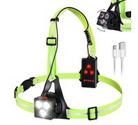 Vaileal Luz para correr con reflectores - LED para correr con USB recargable, 500 lm, 3 modos de luz, IPX6, resistente al agua, ángulo de haz ajustable de 120°, lámpara de pecho para correr, correr