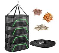 Vaileal Red de secado, redes secas para colgar hierbas, 4 niveles, plegable, colgante con ganchos en forma de S, secador de hierbas colgante, malla para plantas, carne, flores (negro)