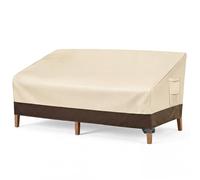 Vailge Funda resistente para sofá de patio, 100 % impermeable, 3 plazas, para uso al aire libre, funda para sofá y muebles de jardín, con ventilación y asa, beige y marrón