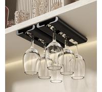 Vaisoeny Cuelga copas，paquete de 2 estante soporte copas colgante con borde de arco, adecuado para cocina, restaurante y bar (Negro)