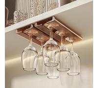 Vaisoeny Cuelga copas,paquete de 2 estante soporte copas colgante con borde de arco, diseño translúcido, adecuado para cocina, restaurante y bar (Ámbar)