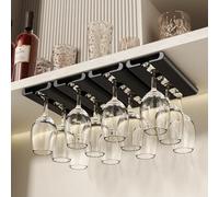 Vaisoeny Cuelga copas,paquete de 4 estante soporte copas colgante con borde de arco, adecuado para cocina, restaurante y bar (Negro)