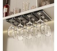 Vaisoeny Cuelga copas，paquete de 4 estante soporte copas colgante con borde de arco, diseño translúcido, adecuado para cocina, restaurante y bar (Gris)