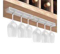 Vaisoeny Soporte para copas de vino, Paquete de 2 scuelga copas, Colgador copas, Organizador de plástico para bar, Sin perforaciones, Autoadhesivo (Blanco)