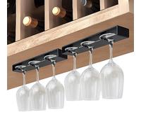 Vaisoeny Soporte para copas de vino, Paquete de 2 soporte para copas de vino colgante, soporte para copas de vino debajo del armario, estante colgante para copas de vino, colgador para (Negro)