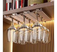 Vaisoeny Soporte para copas de vino, Paquete de 2 soporte para copas de vino translúcido, Cuelga copas, Almacenamiento de cristal, Colgador para cocina y bar (Marrón)