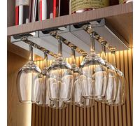 Vaisoeny Soporte para copas de vino, Paquete de 2 soporte para copas de vino translúcido, Cuelga copas, Almacenamiento de cristal, Colgador para cocina y bar (Gris)