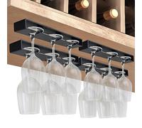 Vaisoeny Soporte para copas de vino, Paquete de 4 cuelga copas, Colgador copas, Organizador de plástico para bar, Sin perforaciones, Autoadhesivo (Negro)