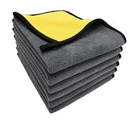 VAIYNWOM Set de 6 Paños de Coche, 550GSM Super Suave y Cuidadosos Paños de Bayeta Microfibra sin Pelusas para la Limpieza de Coches y Motocicletas, 30x40cm(±1cm), Giallo
