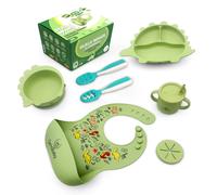Vajilla Bebe Silicona - Utensilios para la alimentación, Cuchara Silicona Bebe, Platos Vajilla, Vaso Antiderrame Bebe, Baberos, Perfecto Como Regalos Para Bebes Recien Nacidos, Edad 0-6 Años Vajilla