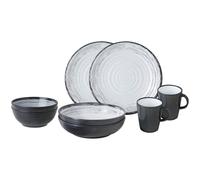 Brunner Juego Vajilla Melamina Tête-à-tête Granada 8uds Blanco/Gris
