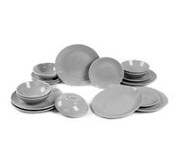 Vajilla Ceramica Santa Elena 18 Piezas Modelo Luna - Color Gris- Servicio para 6 Personas - Apta para Lavavajillas y Microhondas - Resistente Manchas y Arañazos - Diseño Ergonómico - Limpieza Fácil.