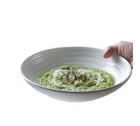Vajilla china simple de cerámica de color sólido para ensalada creativa para el hogar, cuenco doble de sopa de 20.3 cm