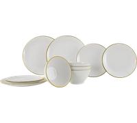 Vajilla de 12 piezas doradas linea line gimex