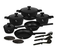 Vajilla de 15 piezas con revestimiento de titanio de la colección Matte Black BH-8198 Berlinger Haus