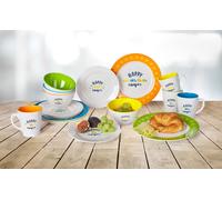 Vajilla de 16 piezas de melamina colorida happy camper berger