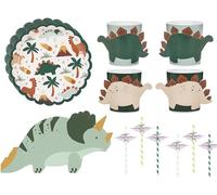 Vajilla de 48 piezas, diseño de dinosaurio, vajilla para fiesta de cumpleaños infantil, diseño de dinosaurios, vasos, servilletas, fiesta de dinosaurio, cumpleaños, para niños y niñas, juego de