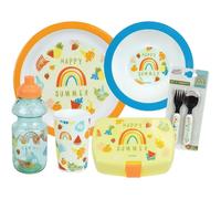 Vajilla de cristal, plato hondo, plato llano, Botella, fiambrera y 2 cubiertos infantiles Fun House Fruity'S TU
