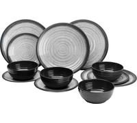 Vajilla de de 12 piezas melamina negro/negro granite flamefield