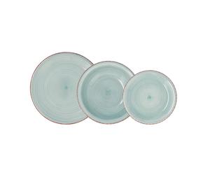 Vajilla de gres 18 piezas Vita de Quid para 6 personas - Colores Naturales y Vitales - Apta lavavajillas y microonas y apilable - Plato llano hondo y postre Turquesa