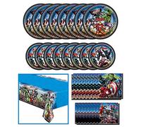 Vajilla de la película de los Vengadores de Marvel única, con licencia oficial de Unique | platos, servilletas, mantel | ideal para fiesta de cumpleaños de niños, evento temático de superhéroe