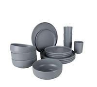 Vajilla de melamina 16 piezas gris patom bo-camp