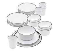 Vajilla de melamina para camping, 24 piezas, juego de platos, cuenco y vaso, vajilla de camping para 4 personas, accesorios de camping, aptos para lavavajillas, irrompible