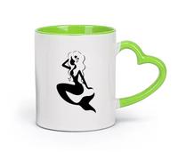 Vajilla de para Hogar Jardín de infancia de niñas sirenas （11oz/320ml） para una bebida matutina, bodas, cumpleaños, regalos para mujeres, Día del Padre, madres, niñas y niños Verde