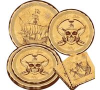vajilla de piratas para 20 invitados platos de fiesta cumpleaños manteles vasos de cartón decoración infantil temática pirata niños niñas fiesta infantil barcos piratas