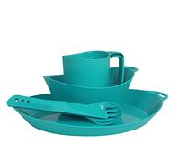 Vajilla de plástico de 4 Piezas Ellipse de Lifeventure: Cuchillo/Tenedor/Cuchara, Plato, Cuenco y Taza para acampadas, Viajes y Actividades al Aire Libre en General - Color Azul Marino