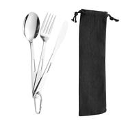 Vajilla de viaje, Vajilla Cubiertos portátiles reutilizables de acero inoxidable - Cubiertos portátiles, Tenedor cuchara de viaje, Vajilla de camping al aire libre para mochilero, escur