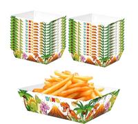 Vajilla desechable para cumpleaños de dinosaurio, 20 unidades, cuencos para patatas fritas, dinosaurios verdes, juego de vajilla de cartón para patatas, palomitas de maíz, pollo, aperitivos, adecuado