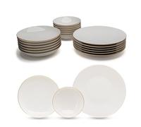 Vajilla Güral Porselen Atina Dinner Oro - 18 piezas para 6 personas -Vajilla Completa de Porcelana Blanca