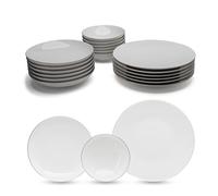 Vajilla Güral Porselen Atina Dinner Plata - 18 Piezas para 6 Personas - Vajilla Completa de Porcelana Blanca