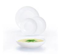 Vajilla Luminarc Apy 18 Piezas de Vidrio Opal en Blanco, Azul y Verde - Resistente y Moderna Fabricada en Francia - Apta para microondas frigorífico y lavavajillas - Apilable Azul