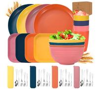 Vajilla Plastico Duro Eeutilizables 40 Piezas,Vajilla Vamping 4 Personas,Platos Camping,Pcnic Set Contiene taEzones,Cubiertos,Platos y Tazas,Adecuado para Familias,Cenas de Viaje al Aire Libre