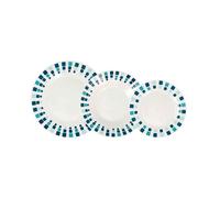 Vajilla simetric quid 18 piezas 6 servicios porcelana blanco/azul