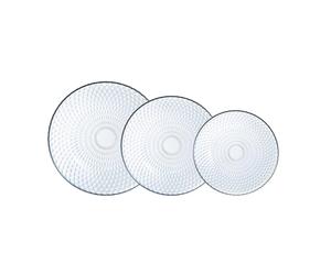 Vajillas 18 piezas de vidrio opal Colección Pampille de Luminarc - Colores Blanco gris y transaprente - Apta para microondas y lavavajillas - Vidrio con relieve - Apilable Turquesa