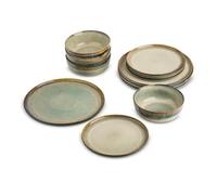 Vajillas Completas Colección Juego de vajilla de cerámica de 12 piezas Esmalte reactivo único Apto for microondas Elegante Versátil