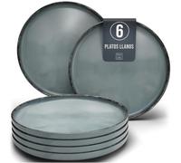 Vajillas Completas para 6 Personas - Juego de Teller Modernos y Resistentes para Lavavajillas - el Conjunto Ideal de Vajilla para Tu Hogar - Pure Living en Color azul humo