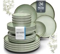 Vajillas Steingut Rustic 24 Piezas para 6 Personas, Verde Menta