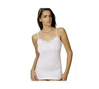 Vajolet Camiseta de tirantes de hilo de Escocia para mujer, hombro estrecho, art. SS 5154, blanco, 4