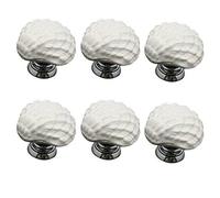 VAK 6 Piezas 31mm Tirador, Vintage Forma de Concha Cerámica Pomos Puerta, Armario Cajón Cocina Caja Papelera Persianas Baño Muebles del Hogar Decoración Tiradores - Blanco