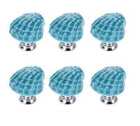 VAK 6 Piezas 31mm Tirador, Vintage Forma de Concha Cerámica Pomos Puerta, Armario Cajón Cocina Caja Papelera Persianas Baño Muebles del Hogar Decoración Tiradores - Azul