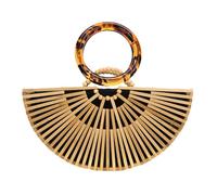 VAKAER Bolso de mano de bambú para mujer, para verano, playa, hecho a mano, con bolsa interior, Bambú, Large